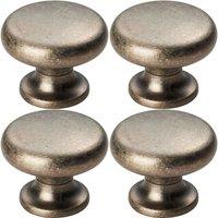 Loops 4x Flat Faced Round Door Knob 34mm Diameter Pewter Small Cabinet Handle