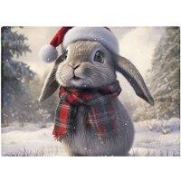 Warren Reed - Designer Christmas Grey Rabbit Glass Chopping Board