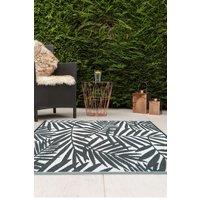 JVL Lightweight Reversible Plastic Woven Outdoor Rug 120x170cm Leaves in Grey | Size: 120 cm x 170 cm