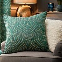 Paoletti Gatsby Jacquard Polyester Filled Cushion in Emerald | Size: 50 cm x 50 cm