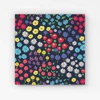 Warren Reed - Designer Multicoloured Flower Pattern Canvas in Red | Size: W16 x H16