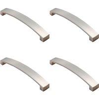 Loops 4x Flat Curved Bow Pull Handle 172 x 25mm 160mm Fixing Centres Satin Nickel in Metallics