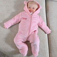 Lulabay Girl's Personalised Pramsuit in Light Pink | Size: 18-24 m