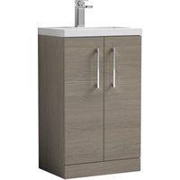 Balterley Bathroom Vanity Basin Unit, Chrome Handles, 500mm, Mid Oak in Brown
