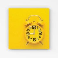 Warren Reed - Designer Yellow Alarm Clock Canvas | Size: w40 inch x h40 inch