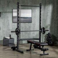 HOMCOM Adjustable Squat Rack with Pull Up Bar & Barbell Bar for Home Gym in Black