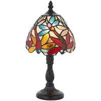 Loops Mini Tiffany Glass Table Lamp - Dark Bronze Effect - Requires 40W E14 Golf Bulb in Clear