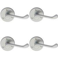 Loops 4x PAIR Victorian Scroll Lever on 58mm Round Rose Satin Chrome Door Handle