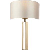 Loops Antique Brass Slotted Wall Light Fitting & Mink Satin Half Shade - Dimmable in Metallics