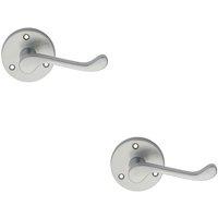 Loops 2x PAIR Victorian Scroll Lever on 58mm Round Rose Satin Chrome Door Handle