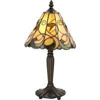 Loops Tiffany Glass Table Lamp Light Dark Bronze & Amber Bead Art Nouveau Shade i00209 in Clear