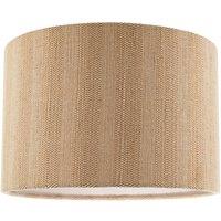 Happy Homewares Textured Oatmeal Linen Fabric Drum Lamp Shade with Taupe Cotton Lining in Light Beige | Size: 12 inches