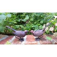 Inspirational Gifting Pair of Birds Sculpture Garden Ornament in Bronze