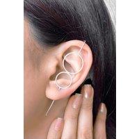 Otis Jaxon London Single Sterling Silver Double Circle Ear Cuff Earring | Size: Small