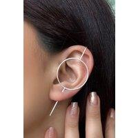 Otis Jaxon London Single Sterling Silver Circle Ear Climber Earring | Size: Large