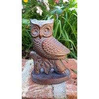 Inspirational Gifting Small Owl on Oak Branch Figurine Sculpture Ornament in Bronze