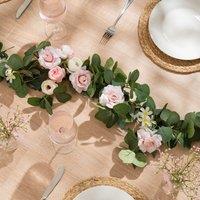 Scottish Everlastings Ltd 150cm Pink Mixed Floral Vintage Garland in Green