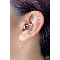 Otis Jaxon London Single Sterling Silver Double Triangle Ear Climber | Size: Small