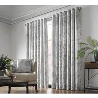 Luxury Living Luxury Fern Jacquard Ring Top Ready Made Curtains in Silver | Size: 117 cm width x 137 cm drop