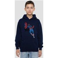 Marvel Captain America Sam Wilson Doodle Youth Kids Pull-Over Hoodie, Navy | Size: 9-11 Years