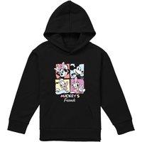 Disney Mickey Mouse Friend Squares Youth Kids Pull-Over Hoodie, Black | Size: 9-11 Years