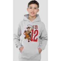Disney Toy Story Birthday Woody I'M 12 Youth Kids Pull-Over Hoodie, Athletic Heather in Grey | Size: 5-6 Years