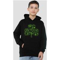 Disney Star Wars St Patrick'S Day Clover Icons Youth Kids Pull-Over Hoodie, Black | Size: 12-13 Years
