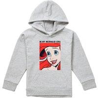 Disney Mermaid Era Youth Kids Pull-Over Hoodie, Athletic Heather in Grey | Size: 7-8 Years