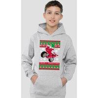 Hasbro Ricky Zoom Motorbike Christmas Jumper Youth Kids Pull-Over Hoodie, Athletic Heather in Grey | Size: 5-6 Years
