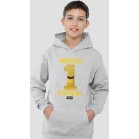 Disney Star Wars Greatest Kid C3Po Youth Kids Pull-Over Hoodie, Athletic Heather in Grey | Size: 7-8 Years