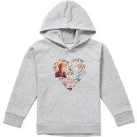 Disney Frozen Valentine'S Day Elsa, Anna, Sisters Connected By Love Youth Kids Pull-Over Hoodie, Athletic Heather in Grey | Size: 12-13 Years