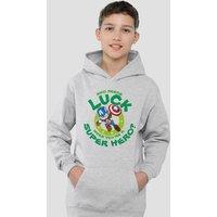 Marvel Captain America St Patrick'S Day Lucky Super Hero Youth Kids Pull-Over Hoodie, Athletic Heather in Grey | Size: 12-13 Years