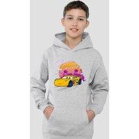Disney Dinoco Sunset Youth Kids Pull-Over Hoodie, Athletic Heather in Grey | Size: 7-8 Years