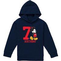 Disney Mickey Mouse 7Th Birthday Shirt Youth Kids Pull-Over Hoodie, Navy | Size: 7-8 Years
