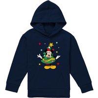 Disney Mickey Mouse Christmas Tree Youth Kids Pull-Over Hoodie, Navy | Size: 7-8 Years