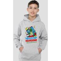 Disney Toy Story Rex Roarsome Christmas Youth Kids Pull-Over Hoodie, Athletic Heather in Grey | Size: 7-8 Years
