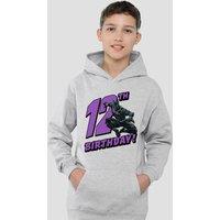 Marvel Black Panther Birthday 12 Youth Kids Pull-Over Hoodie, Athletic Heather in Grey | Size: 9-11 Years