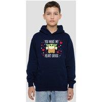 Disney Star Wars You Make My Heart Grogu Youth Kids Pull-Over Hoodie, Navy | Size: 12-13 Years
