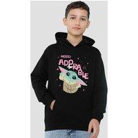 Disney Star Wars Grogu Mood Adorable Youth Kids Pull-Over Hoodie, Black | Size: 12-13 Years