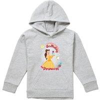 Disney Beauty & The Beast Birthday Princess With Belle & Chip Youth Kids Pull-Over Hoodie, Athletic Heather in Grey | Size: 5-6 Years
