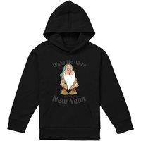 Disney Snow White Sleepy, Wake Me When It'S The New Year Youth Kids Pull-Over Hoodie, Black | Size: 9-11 Years