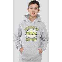 Star Wars - The Mandalorian Star Wars The Mandalorian Grogu Napping Pod Youth Kids Pull-Over Hoodie, Athletic Heather in Grey | Size: 12-13 Years