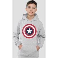 Marvel Captain America Shield Youth Kids Pull-Over Hoodie, Athletic Heather in Grey | Size: 9-11 Years