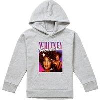 Whitney Houston She'S A Star Youth Kids Pull-Over Hoodie, Athletic Heather in Grey | Size: 9-11 Years