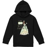 Disney The Princess & The Frog Tiana Does Not Kiss Frogs Youth Kids Pull-Over Hoodie, Black | Size: 9-11 Years