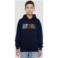 Marvel Logo Characters Youth Kids Pull-Over Hoodie, Navy | Size: 7-8 Years