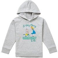 Disney Alice In Wonderland Very Merry Unbirthday To Me Youth Kids Pull-Over Hoodie, Athletic Heather in Grey | Size: 5-6 Years