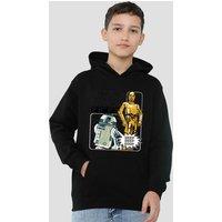 Disney Star Wars R2D2 & C3Po Manga Droids Youth Kids Pull-Over Hoodie, Black | Size: 7-8 Years
