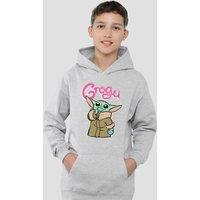 Disney Star Wars Grogu Bubble Youth Kids Pull-Over Hoodie, Athletic Heather in Grey | Size: 9-11 Years