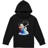 Disney Frozen Elsa Anna Olaf Let It Snow Youth Kids Pull-Over Hoodie, Black | Size: 9-11 Years